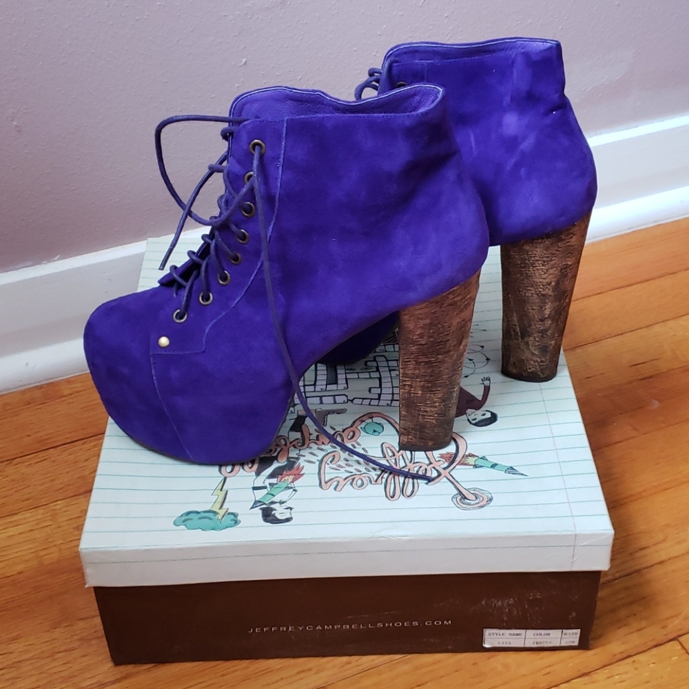 Jeffrey Campbell Purple Suede Lita bootie
